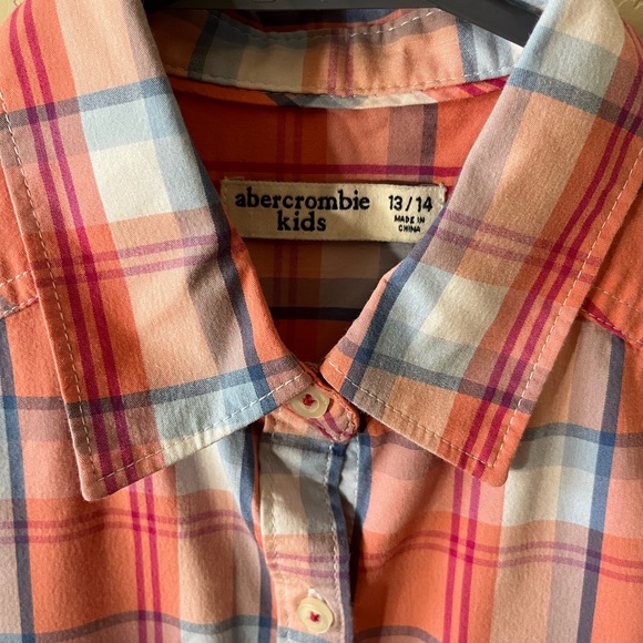 Abercrombie Unisex Pink and Blue Casual Button Down Shirt - Picture 4 of 4